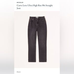 Abercrombie Curve Love Ultra High Rise 90s Straight Jean - black